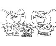 Coloriage La famille d'&eacute;l&eacute;phants de Chip et Patate