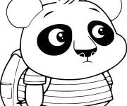 Coloriage et dessins gratuit Nico Panda avec son sac à dos à imprimer