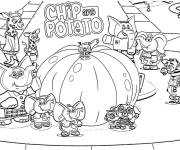 Coloriage Personnages de Chip et Patate autour d'une citrouille de Hallowee