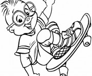 Coloriage Chipmunks en skateboard