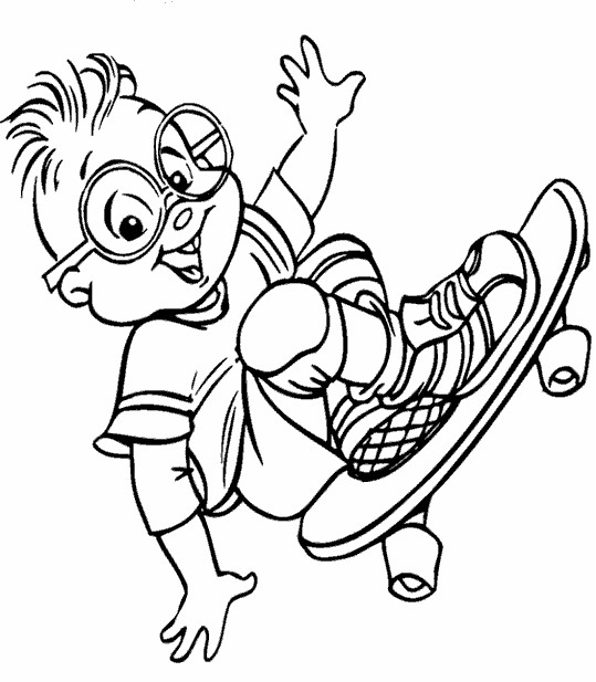 Coloriage et dessins gratuits Chipmunks en skateboard à imprimer