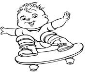 Coloriage Chipmunks Theo en skate