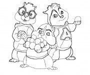 Coloriage et dessins gratuit Les trois Chipmunks à imprimer