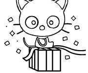 Coloriage et dessins gratuit Aimable Chococat d&eacute;balle ses cadeaux à imprimer