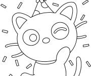 Coloriage Chococat c&eacute;l&egrave;bre la f&ecirc;te