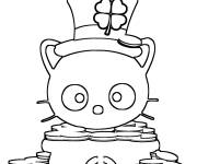 Coloriage Chococat c&eacute;l&egrave;bre la Saint-Patrick