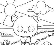 Coloriage Chococat en plein air
