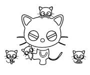 Coloriage Chococat entour&eacute; de petits Chococats
