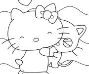 Coloriage et dessins gratuit Chococat et Hello Kitty à imprimer