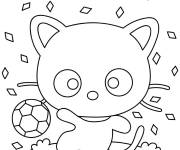 Coloriage Chococat jouant au foot