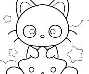 Coloriage et dessins gratuit Chococat mignon c&acirc;linant une &eacute;toile à imprimer