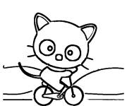 Coloriage et dessins gratuit Chococat sur le v&eacute;lo à imprimer
