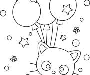 Coloriage Chococat volant parmi les &eacute;toiles
