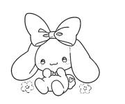 Coloriage Belle Cinnamoroll avec un noeud sues les oreilles