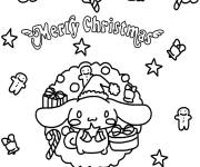 Coloriage Carte de Noel avec Cinnamoroll