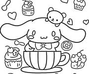 Coloriage Cinnamoroll &agrave; motif en petit g&acirc;teau