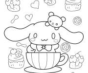 Coloriage Cinnamoroll &agrave; motif en sucreries cp
