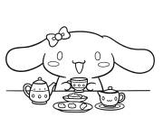 Coloriage Cinnamoroll au caf&eacute; de th&eacute;