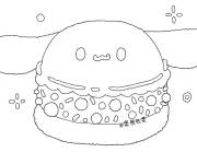 Coloriage Cinnamoroll au-dessus d'un g&acirc;teau