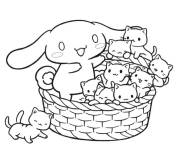 Coloriage Cinnamoroll avec beaucoup des chatons