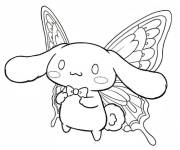 Coloriage Cinnamoroll avec les ailes d'une papillon