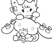 Coloriage Cinnamoroll avec un chaton mignon