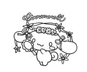 Coloriage Cinnamoroll avec une couronne fleurie