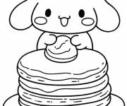 Coloriage Cinnamoroll avec une pile de cr&ecirc;pes