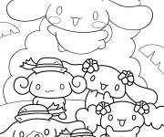 Coloriage Cinnamoroll Cannelle avec des mignons amis