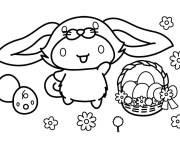 Coloriage Cinnamoroll c&eacute;l&egrave;bre la f&ecirc;te de P&acirc;ques