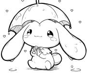 Coloriage Cinnamoroll cute sous la parapluie