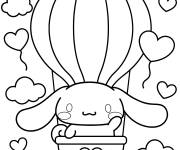 Coloriage Cinnamoroll dans l'aventure en montgolfi&egrave;re