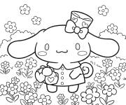 Coloriage Cinnamoroll dans le Jardin floral