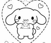Coloriage Cinnamoroll dans un coeur &agrave; d&eacute;couper