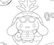 Coloriage Cinnamoroll dans un flotteur en forme d'ananas