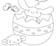 Coloriage Cinnamoroll dans un oeuf de P&acirc;ques