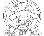 Coloriage Cinnamoroll dans un vaisseau spatiale