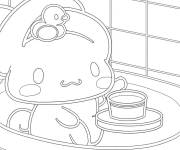 Coloriage Cinnamoroll dans une baignoire pour maternelle