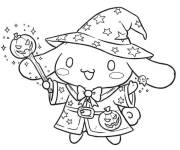 Coloriage Cinnamoroll d&eacute;guis&eacute; comme magicien pour Halloween