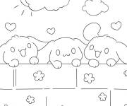Coloriage Cinnamoroll derri&egrave;re le mur magique