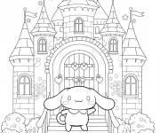 Coloriage Cinnamoroll devant le ch&acirc;teau de la princesse
