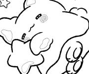 Coloriage Cinnamoroll dort avec une &eacute;toile