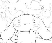 Coloriage Cinnamoroll en observant les &eacute;toiles