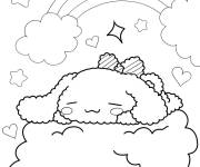 Coloriage Cinnamoroll endormi sur les nuages