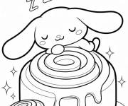 Coloriage Cinnamoroll endormi sur une sucrerie
