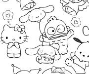 Coloriage Cinnamoroll et ces amis pendant le temps de jouer
