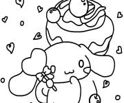Coloriage Cinnamoroll et des c&oelig;urs pour enfants