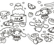Coloriage Cinnamoroll et des motifs sucr&eacute;s