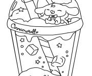 Coloriage Cinnamoroll et du th&eacute; glac&eacute;