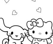 Coloriage Cinnamoroll et Hello Kitty facile